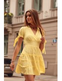 Summer dress with short sleeves, yellow PR3181 - Online store - Boutique